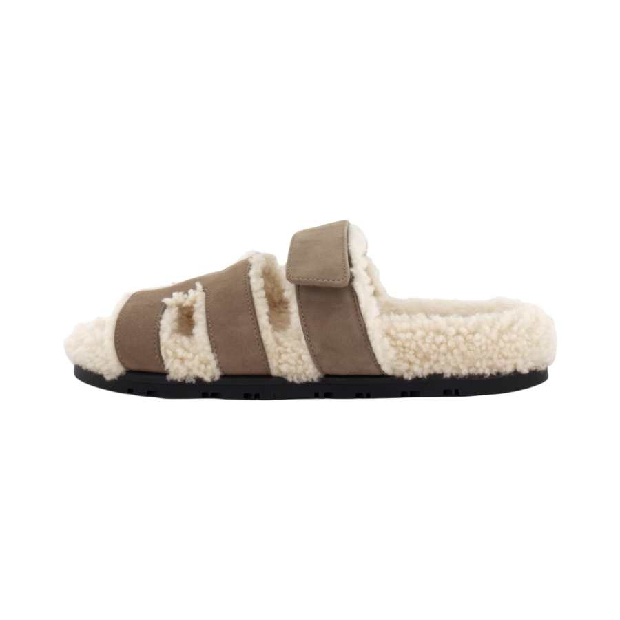 HERMES HERMES Chypre Slide Slippers Women's Brown