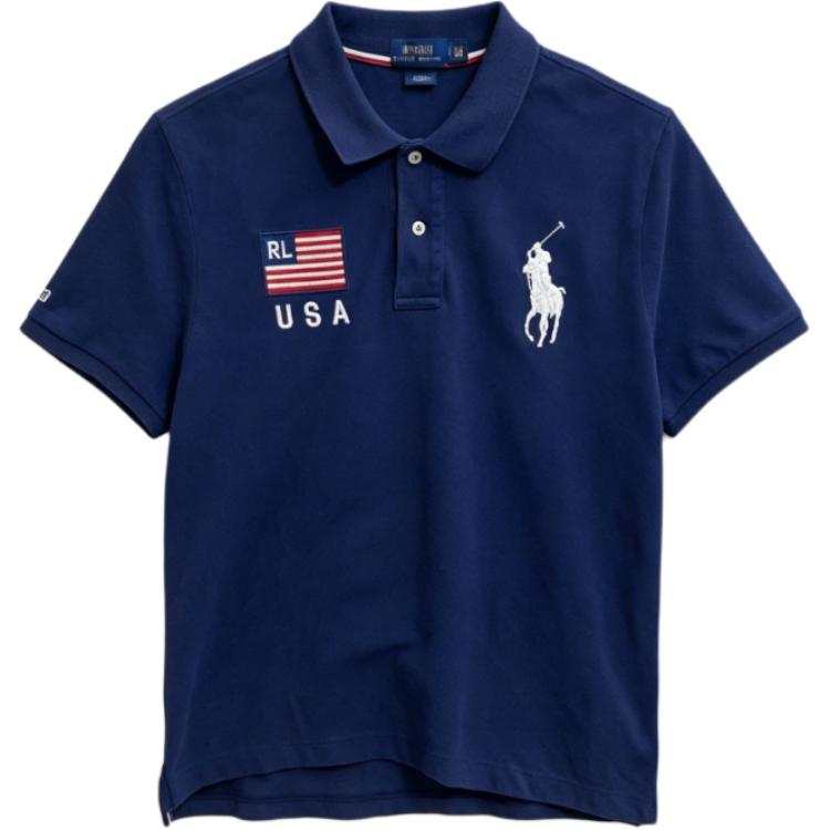 Polo Ralph Lauren Big Pony Polo Shirts Women's Marine Blue Polo Collar Moderate