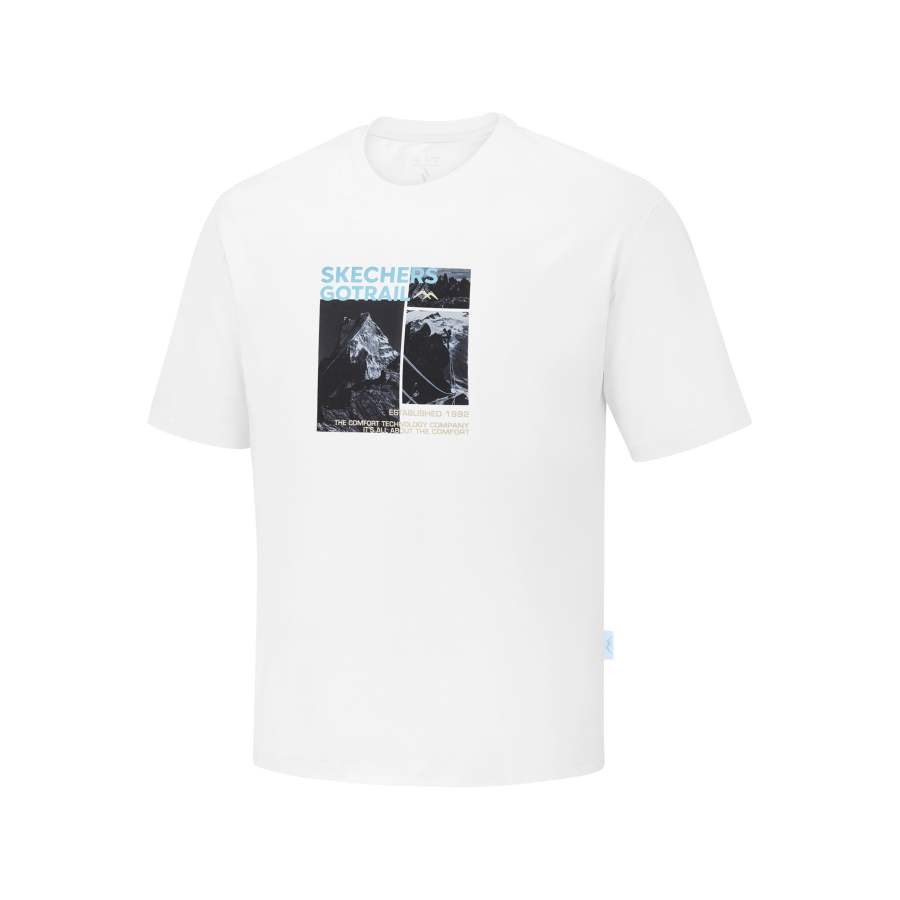 Skechers T Shirts Men's Bright White 0019 Crew Neck Moderate Straight Fit