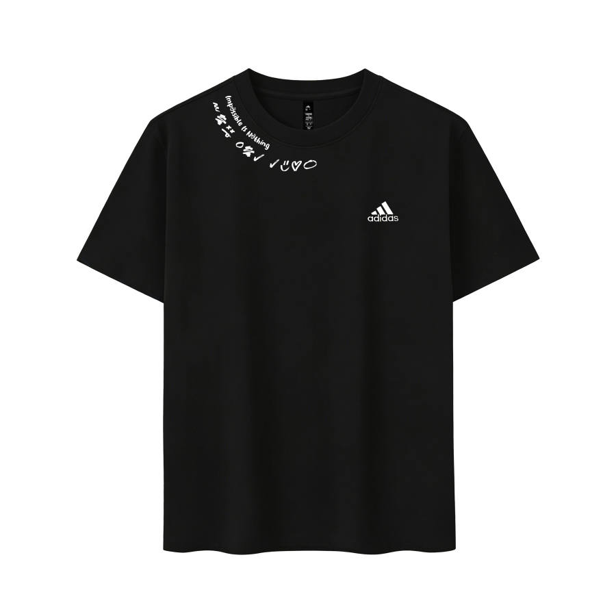 Adidas Adidas MUST HAVES T Shirts Unisex Black, World Crew Neck Moderate