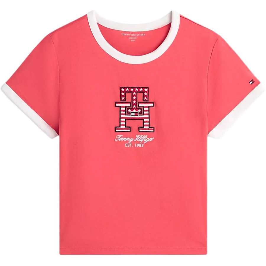 Tommy Hilfiger T Shirts Women's Vintage Red Crew Neck