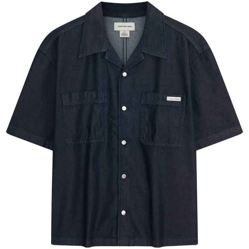 Calvin Klein Shirts Men's B9B Dark Blue Cuban Collar Moderate