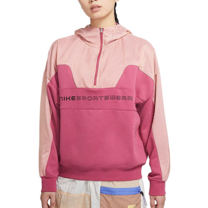 Nike Nike Sweatshirts Women's Pink/Rose Red Hooded Non Detachable Moderate