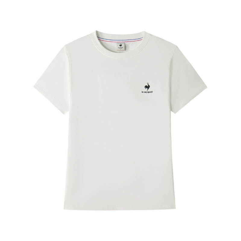 Le Coq Sportif T Shirts Women's Ivory White Crew Neck Moderate Straight Fit