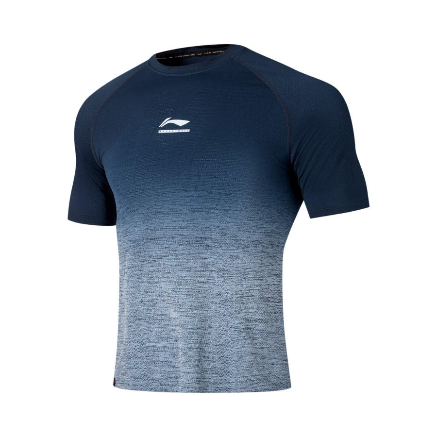 Li-Ning Li Ning Basketball Collection T Shirts Men's Blue Gradient Crew Neck Moderate