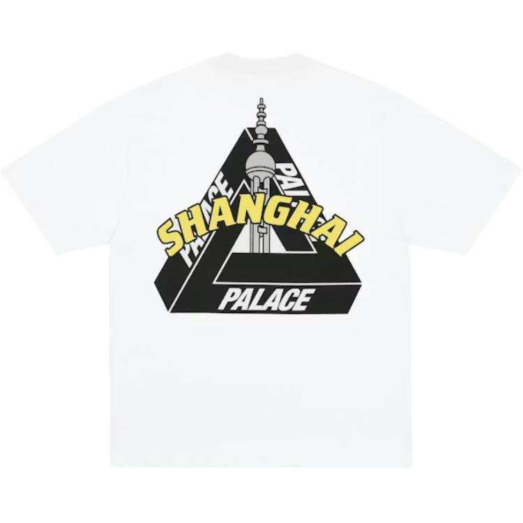 PALACE Shanghai Opening Limited Collection T Shirts Unisex White Crew Neck