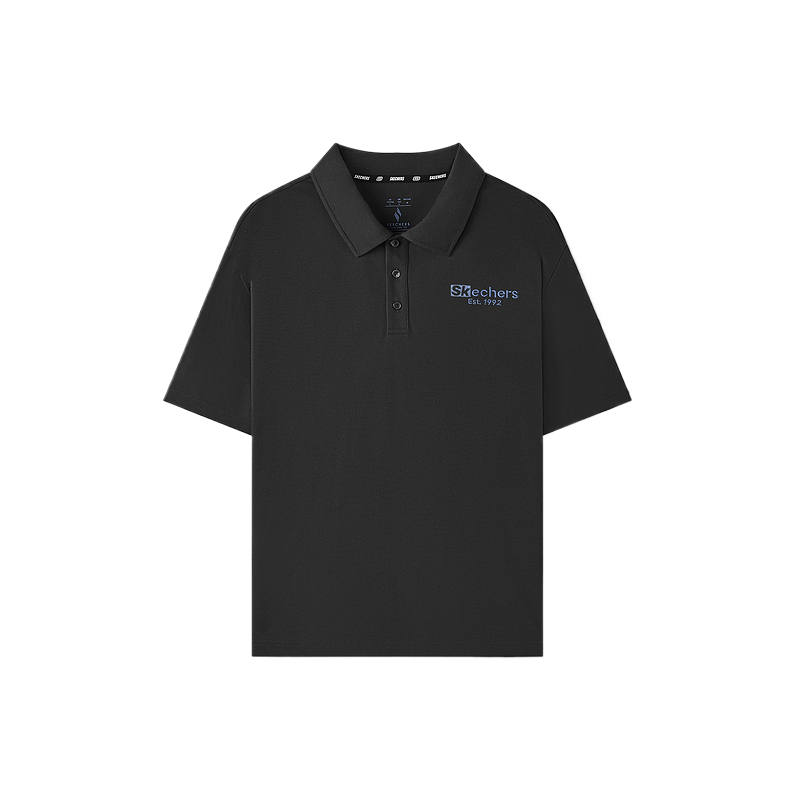 Skechers Polo Shirts Men's Carbon Black 0018 Polo Collar Moderate
