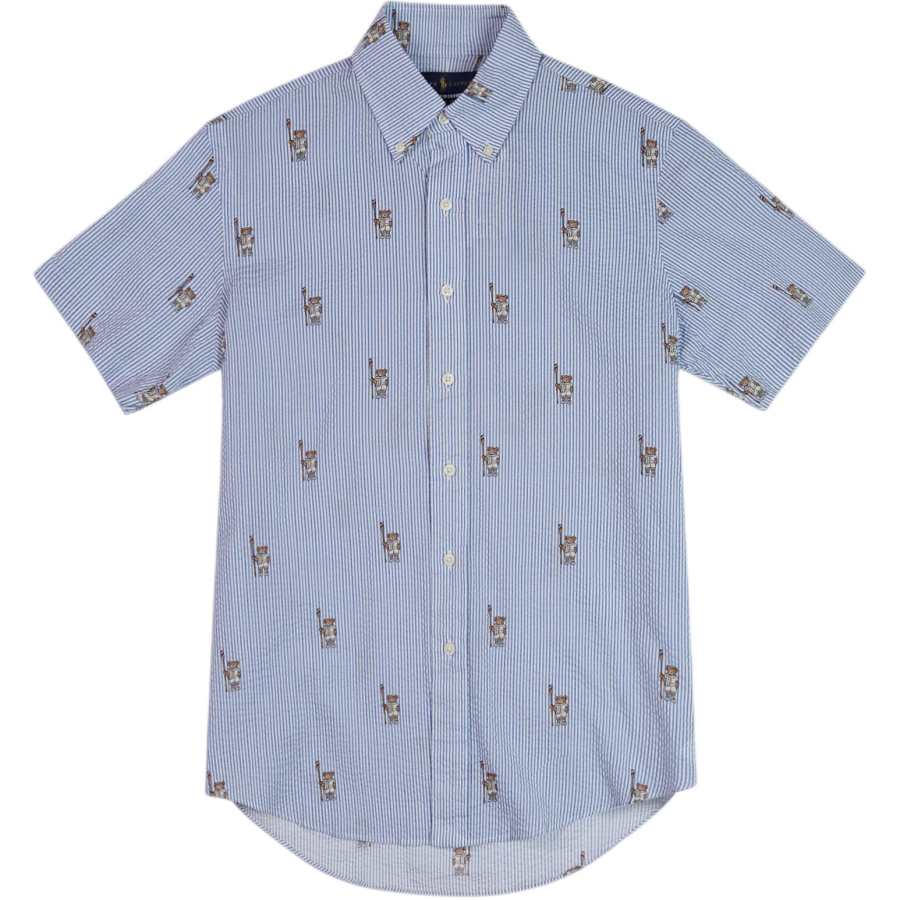 Polo Ralph Lauren Polo Bear Shirts Men's Blue Lapel Moderate Straight Fit