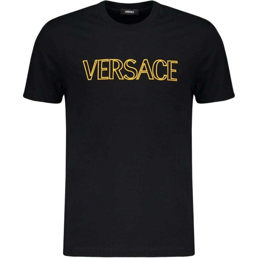 VERSACE T Shirts Women's Black Crew Neck Moderate Straight Fit