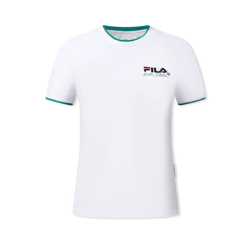 FILA Tennis T Shirts Women's Jade White Crew Neck Moderate Straight Fit