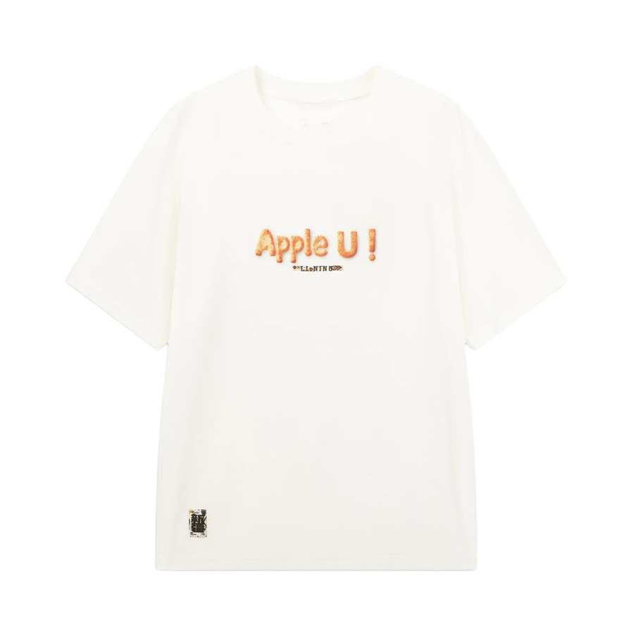 Li-Ning Li Ning China Culture Collection T Shirts Men's Ivory Crew Neck Moderate Straight Fit