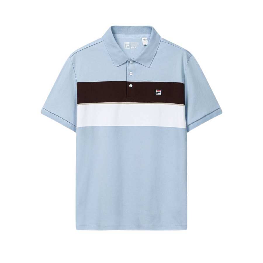 FILA Heritage Polo Shirts Men's Ice Cobalt Blue Polo Collar Moderate
