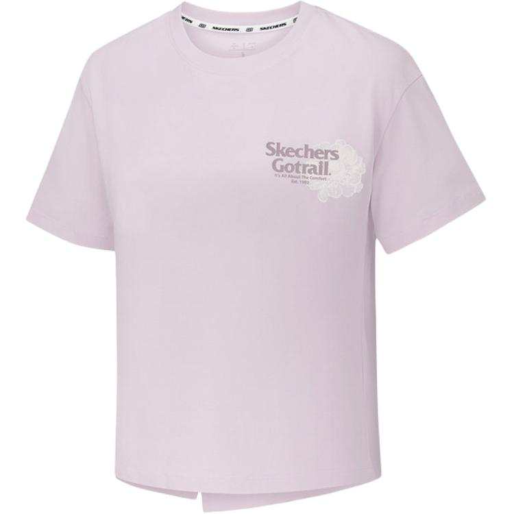 Skechers Polo Shirts Women's Light Purple Crew Neck Moderate Straight Fit