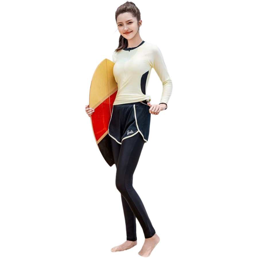 Barbie Two Piece Swimsuits Women's Ecru/Black Half Open Collar Moderate