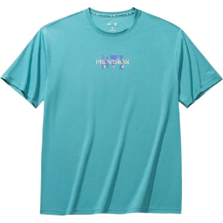 ANTA Basketball Collection T Shirts Unisex Sea Jade Blue Crew Neck Moderate