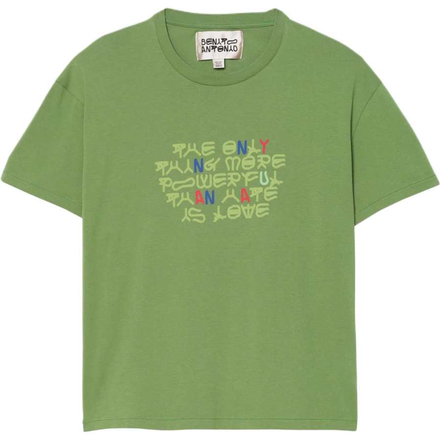 ZARA Bad Bunny T Shirts Men's Green Crew Neck Moderate