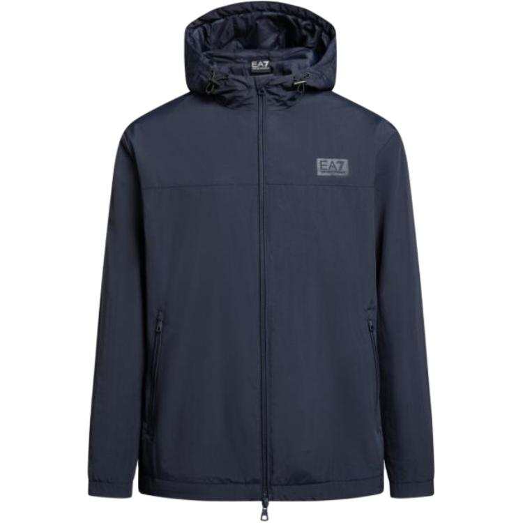 EMPORIO ARMANI Puffer Jackets Men's Dark Blue/Black Hooded Non Detachable Moderate Straight Fit
