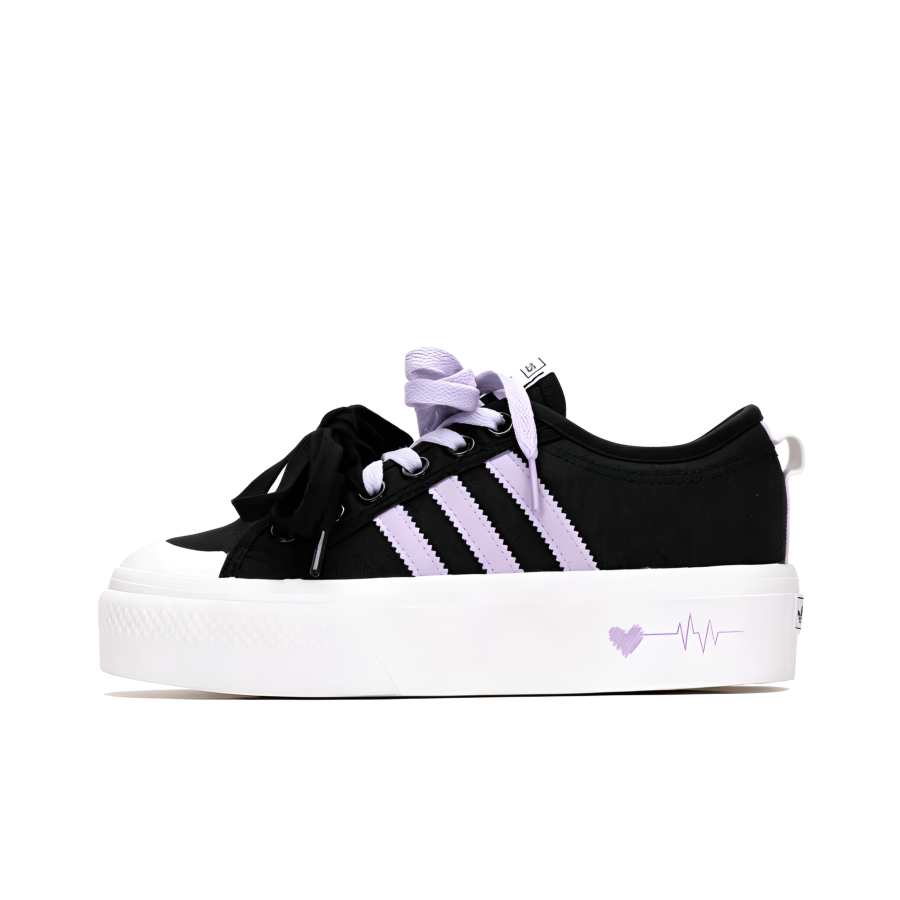 Adidas Originals Nizza Platform Skateboard Shoes Women's Low Top Black, Purple & White