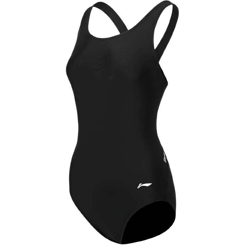 Li-Ning Li Ning Swim Collection One Piece Swimsuits Women's Black Professional Sports Swimsuit Crew Neck Moderate Triangle One Piece Swimsuit