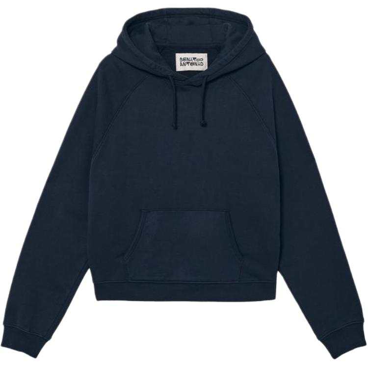 ZARA Bad Bunny Sweatshirts Men's Sea Blue Hooded Non Detachable Moderate