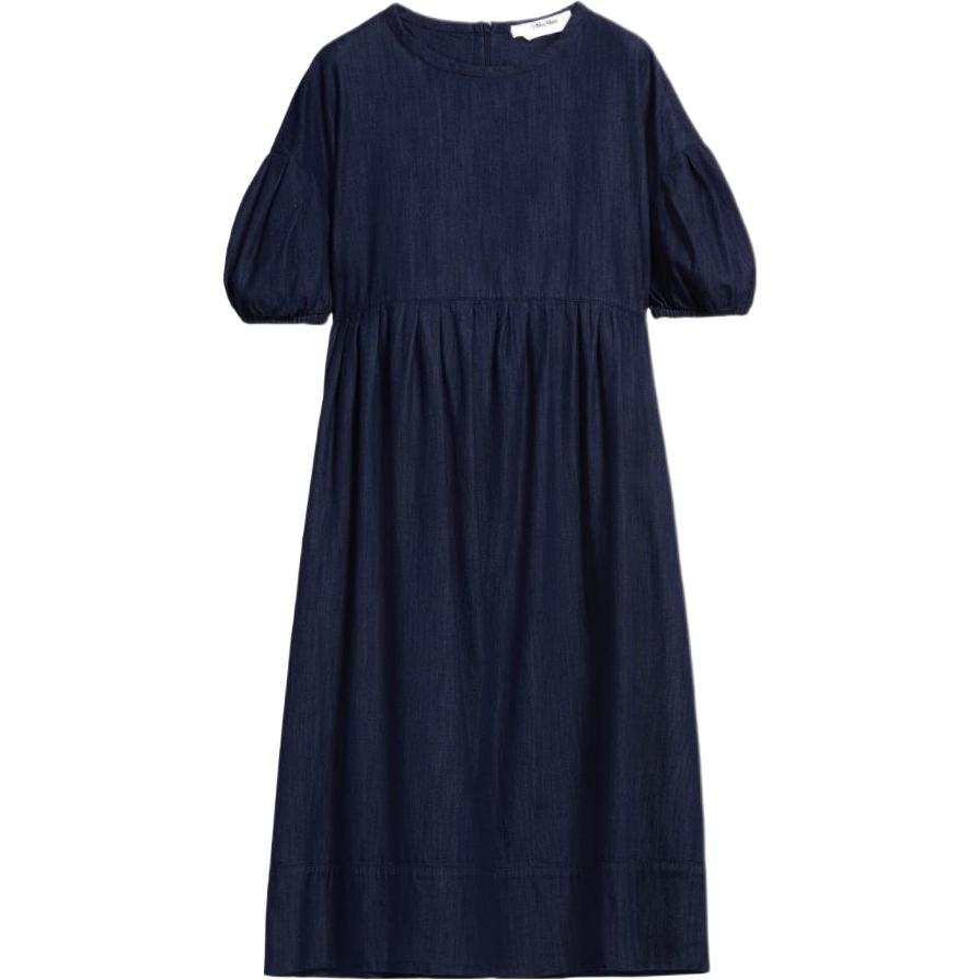 'S MAX MARA Short Sleeved Dresses Women's Dark Blue Crew Neck Moderate Midi Skirt