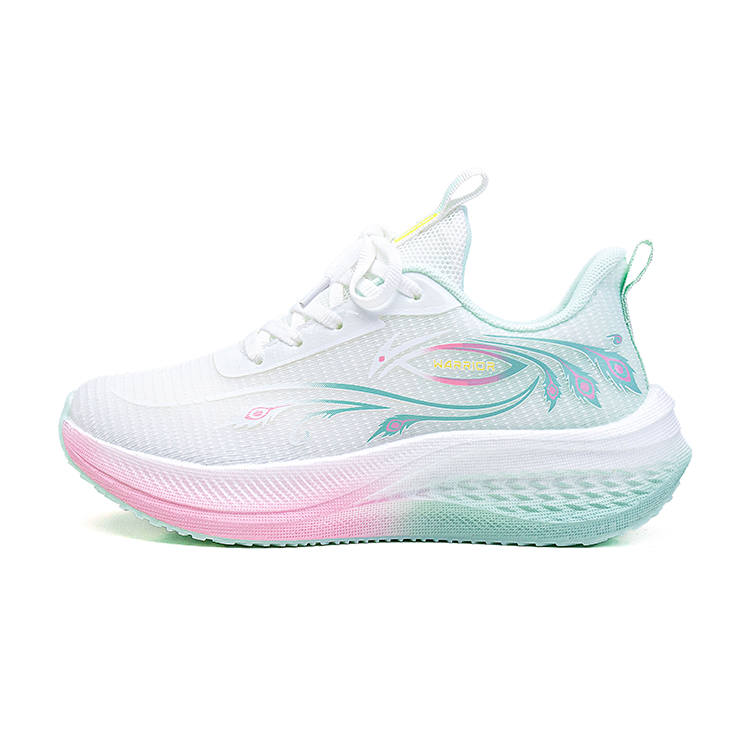 WARRIOR Running Shoes Women's Low Top White Green Pink