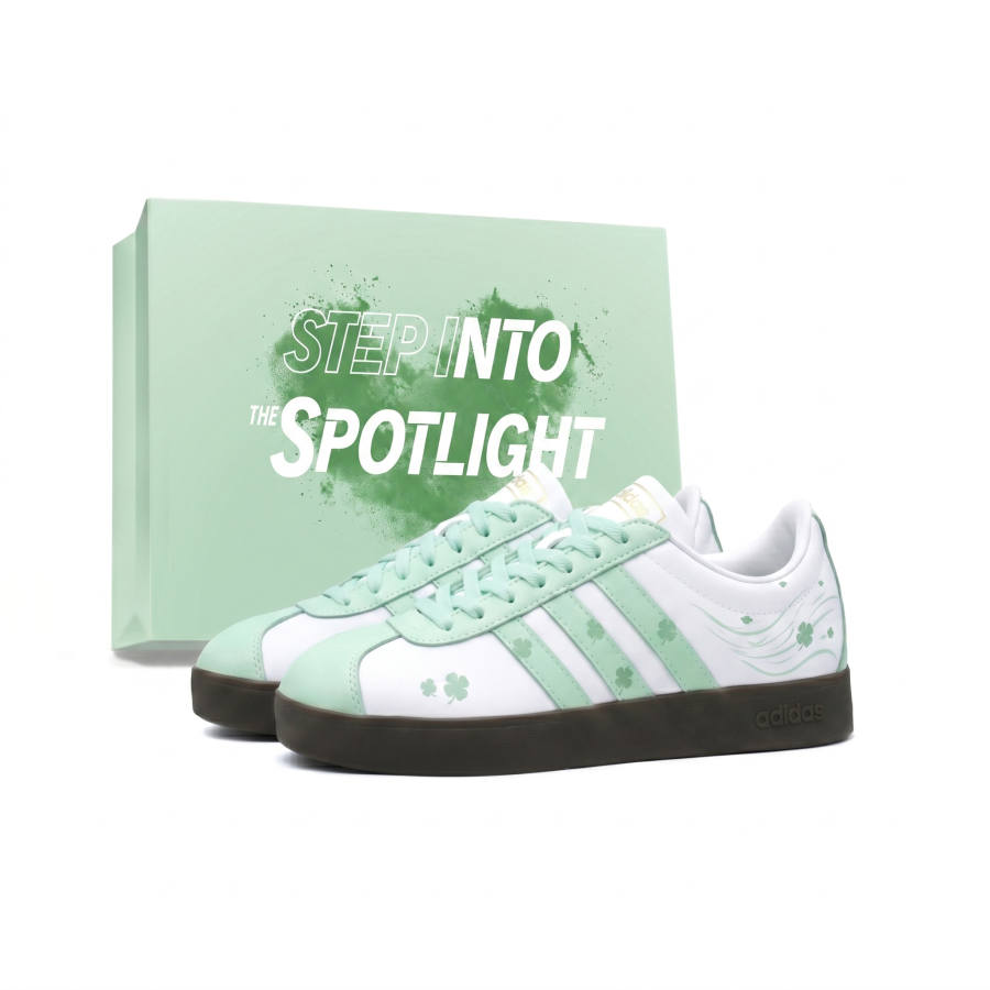 Adidas Adidas VL COURT 2.0 Skateboard Shoes Unisex Low Top Light Blue & White & Brown