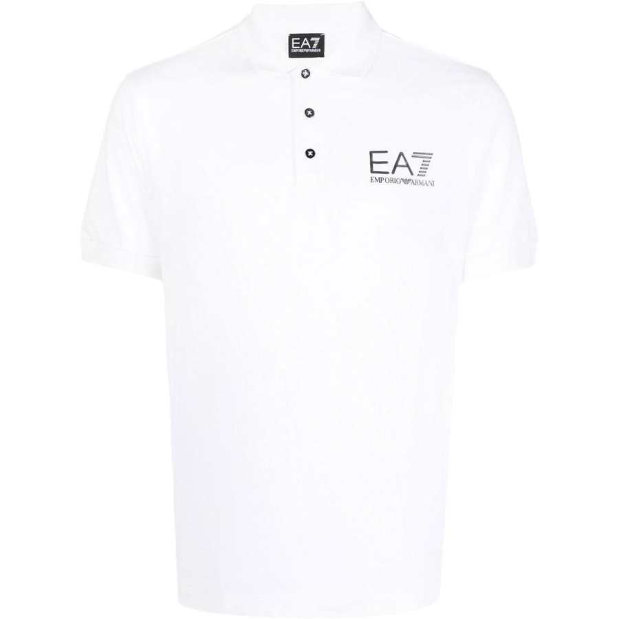 EMPORIO ARMANI EA7 Polo Shirts Men's White Polo Collar Moderate Straight Fit