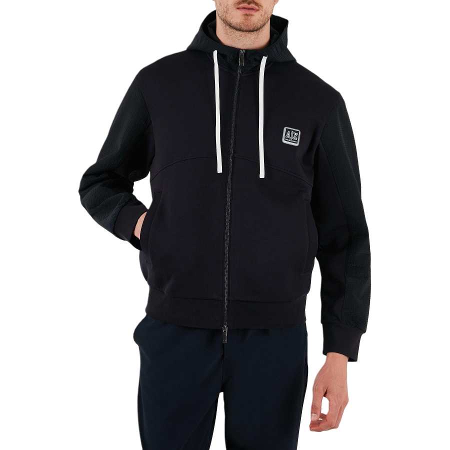 ARMANI EXCHANGE Sweatshirts Men's Black Hooded Non Detachable Moderate Straight Fit