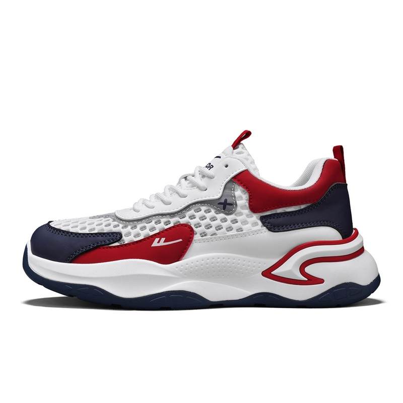 WARRIOR Chunky Sneakers Men's Low Top Beige/Red/Dark Blue