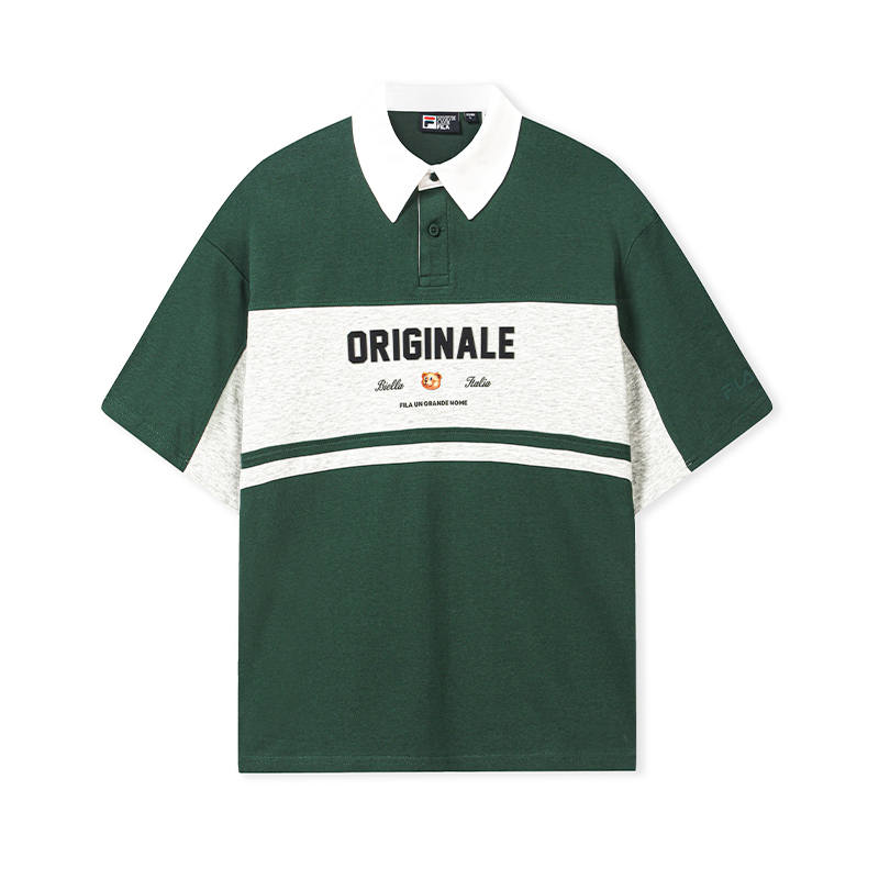 FILA ORIGINALE Polo Shirts Men's Ling Mountain Green Polo Collar Moderate Straight Fit