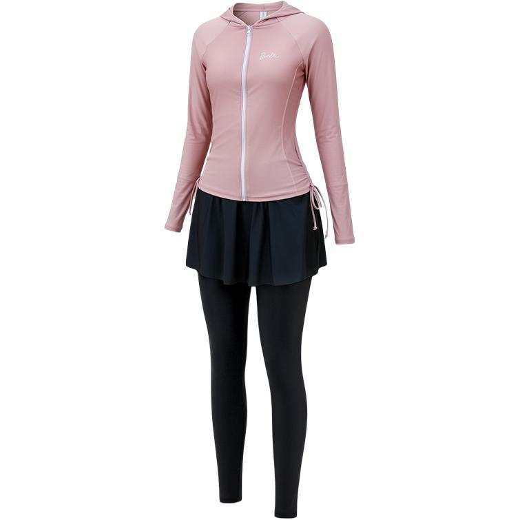 Barbie Two Piece Swimsuits Women's Pink Hooded Non Detachable Moderate Short Skirt