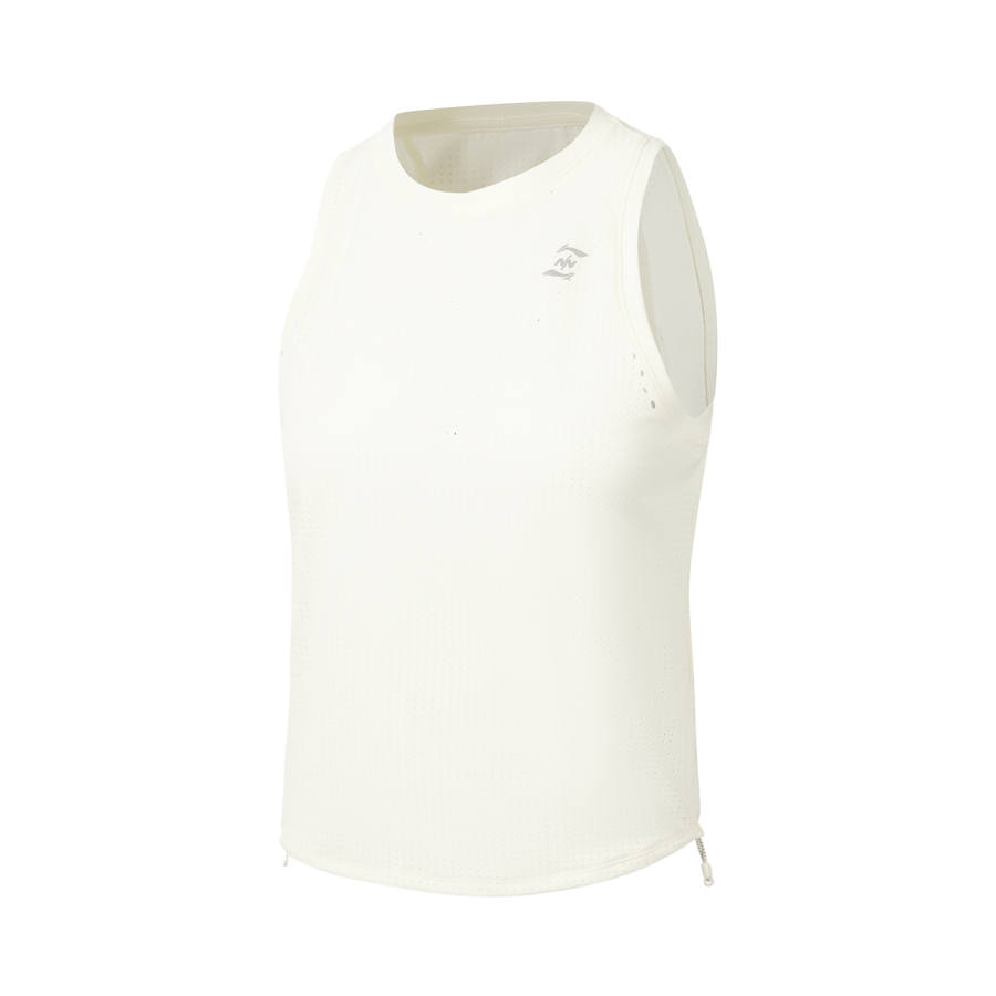 Li-Ning Li Ning Running Tank Tops Women's Ivory Crew Neck Moderate Straight Fit
