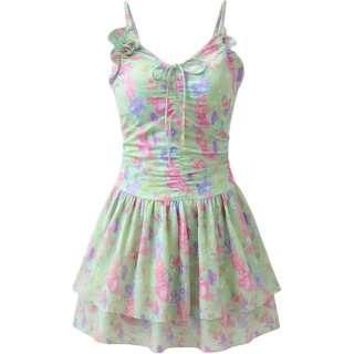 Barbie One Piece Swimsuits Women's Light Turquoise Camisole Moderate Short Skirt One Piece Swimsuit