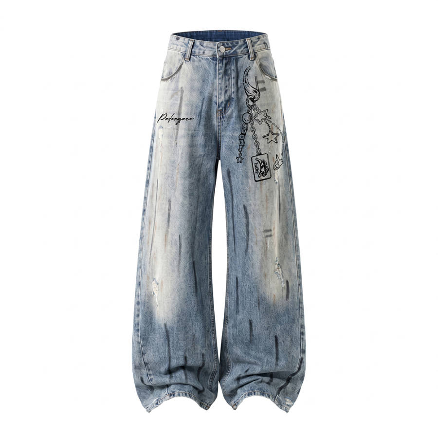 PAL ONGACO Jeans Unisex Blue Moderate Scimitar Pants