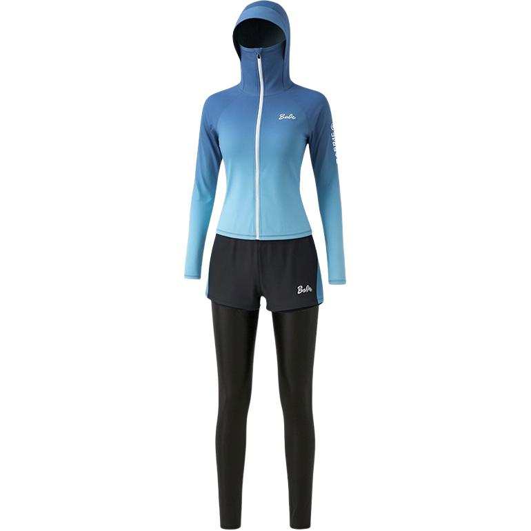 Barbie Two Piece Swimsuits Women's Gradient Blue Hooded Non Detachable Moderate