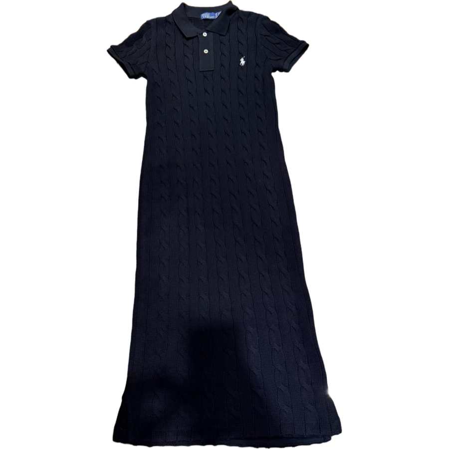 Polo Ralph Lauren Short Sleeved Dresses Women's Black Polo Collar Moderate Midi Skirt Other