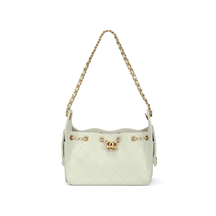 CHANEL 25Bag Grain Cow Leather Hippy Bag Shoulder Bag Mini Women's Light Green