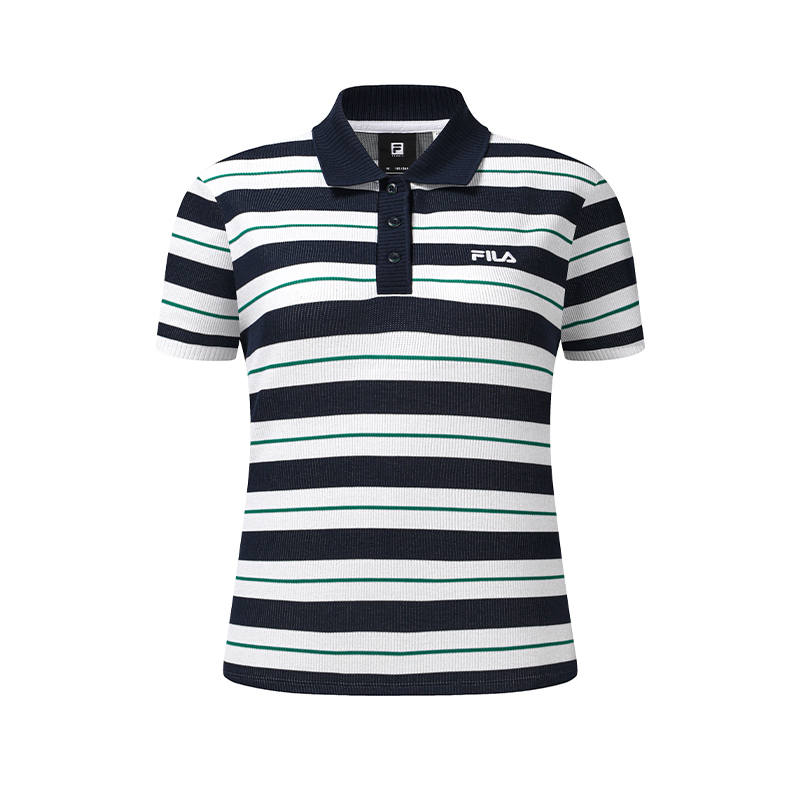 FILA Tennis Polo Shirts Women's Jade White Polo Collar Moderate Nipped In Waist