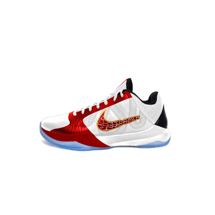 Nike Nike Zoom Kobe 5 Basketball Shoes Unisex Low Top White/Red/Gold/Black