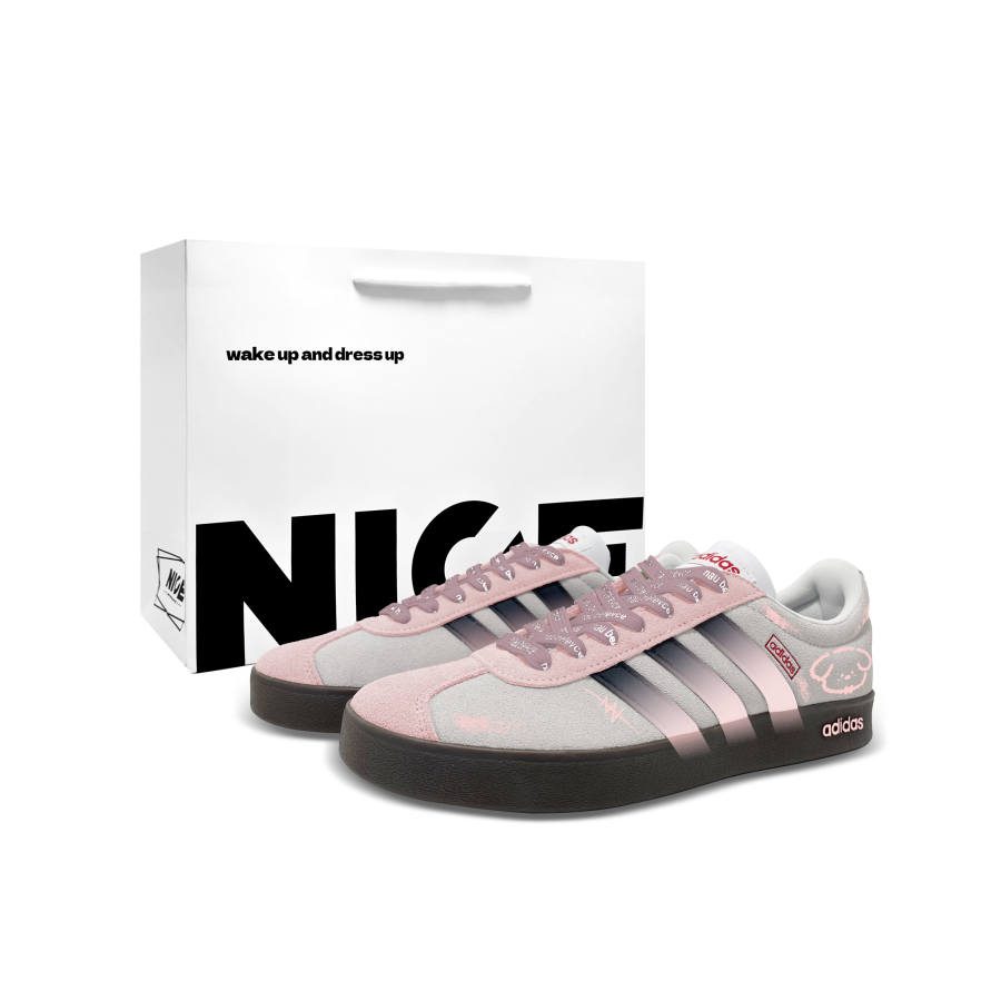 Adidas Adidas Vl Court Classic German Army Trainers Unisex Low Top Gray Pink Brown