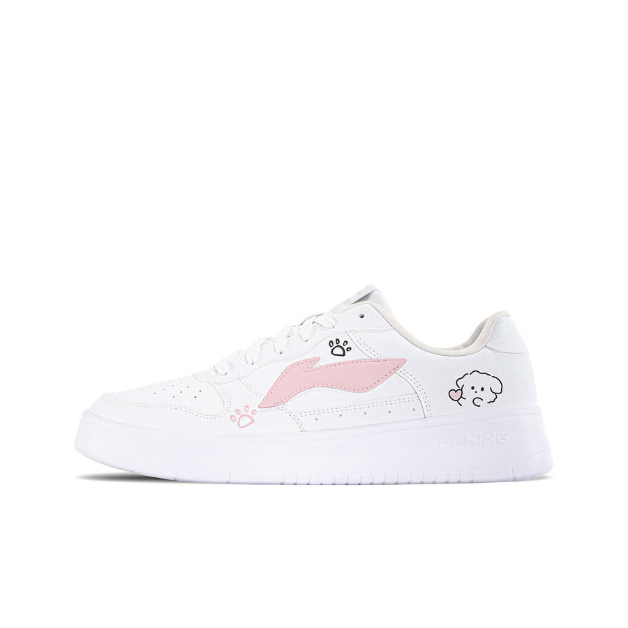 Li-Ning Li Ning Floating Boat Pink Little Wang Abrasion Resistant Slip Resistant Low top Skateboard Shoes Women's Pink White