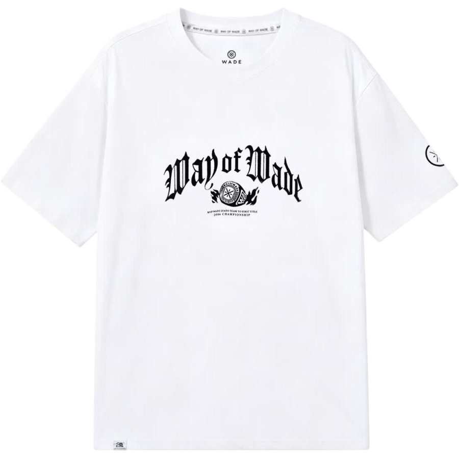 Li-Ning Li Ning T Shirts Men's White Crew Neck Moderate Straight Fit