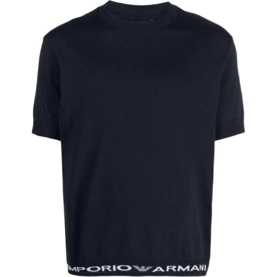 EMPORIO ARMANI T Shirts Men's Marine Blue Crew Neck Moderate