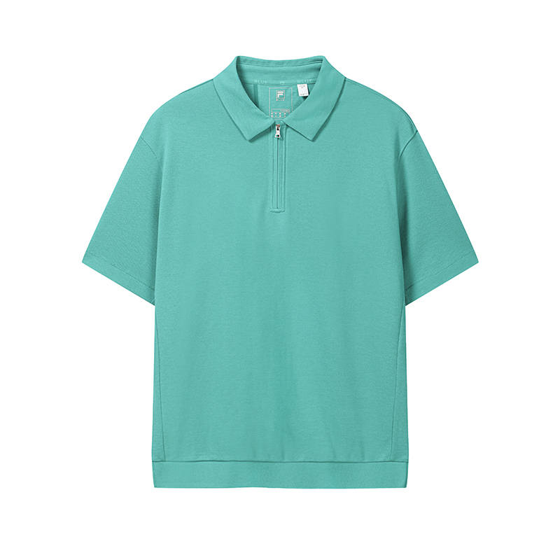 FILA BLUE Polo Shirts Men's Underwater Green Polo Collar Moderate Straight Fit