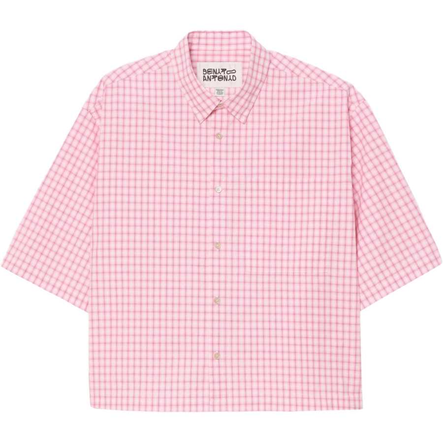 ZARA Bad Bunny Shirts Men's Pink/White Lapel Moderate