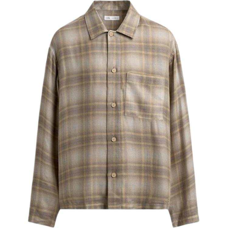ZARA Shirts Men's Gray Brown Moderate