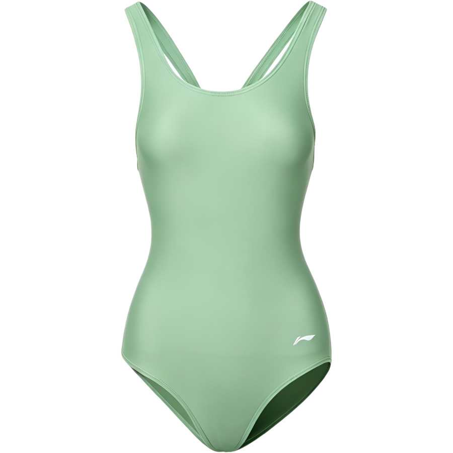 Li-Ning Li Ning Swim Collection One Piece Swimsuits Women's Light Green Crew Neck Moderate Triangle One Piece Swimsuit