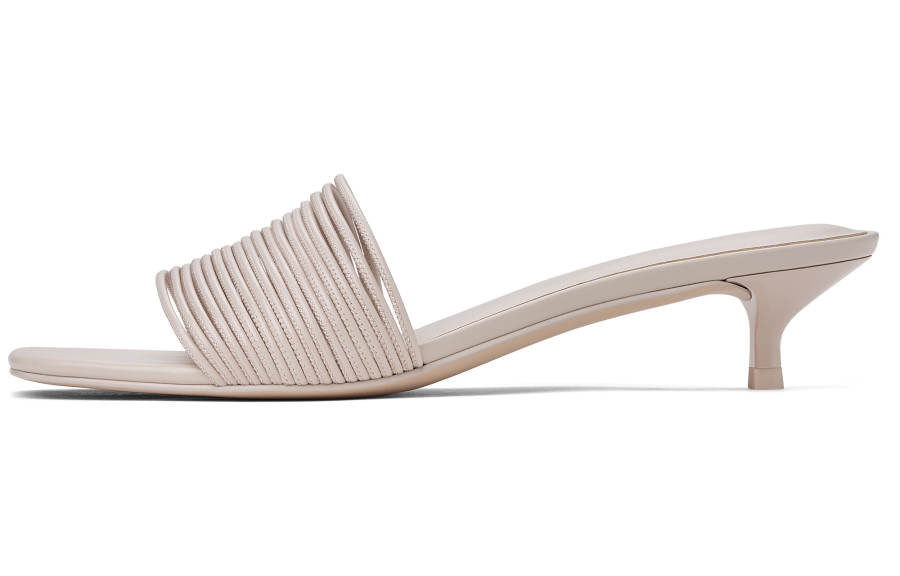 CHARLES&KEITH Slide Slippers Women's Beige/Burgundy Wine Red/Tan Tea Brown