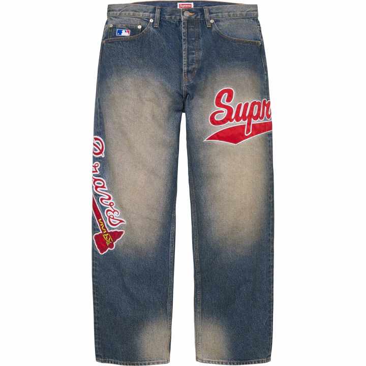 Supreme Supreme X Mitchell Ness Jeans Unisex Blue/Blue Moderate Straight Fit Pants